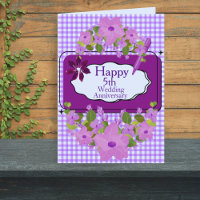 Paarse Lila Bloemen 5e Happy Wedding Jubileum