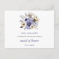 Paarse Lila Bloemen Maid of Honor Verzoek