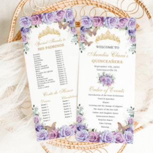 Paarse Lila Bloemen Quinceañera Orde der Evenement Programma