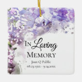 Paarse Lila Bloemen Waterverf Memorial Keepsake Keramisch Ornament (Voorkant)
