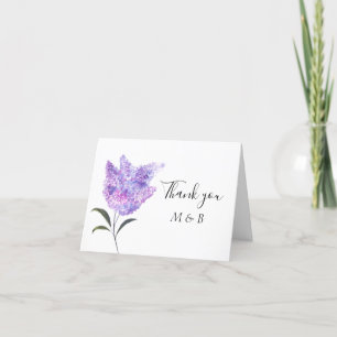 Paarse Lila Bloemen Zomer Bruiloft Dank u Bedankkaart