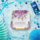 Paarse Lila Bloementuin Baby in Bloomdouche Papieren Bordje (Feest)