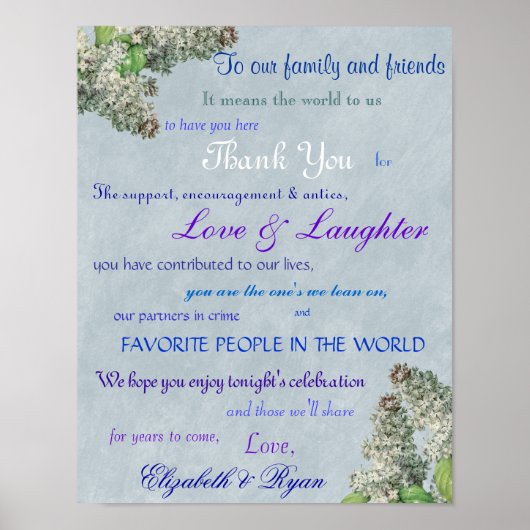 Paarse Lila bruiloft Bedankt Poster (Voorkant)