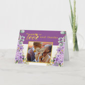 Paarse Lila bruiloft Folie dank u kaart (Voorkant)