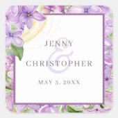 Paarse Lila Bruiloft Sticker (Voorkant)
