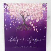 Paarse Lila en roze hekelbladerbomen Drieluik Uitnodiging (Binnenzijde eerst)