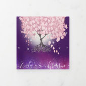 Paarse Lila en roze hekelbladerbomen Drieluik Uitnodiging (Cover)