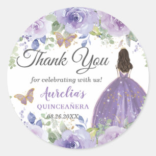 Paarse Lila Floral Butterflies Princess Favor Ronde Sticker