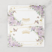 Paarse Lila Floral Gold Butterflies Quinceañera (Buitenkant ongevouwen)