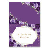 Paarse Lila Gouden Rozen Tafel Zitplaatsen Plaatsk Kaart (Voorkant)