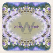 Paarse Lila goudmonogram Onderzetter (Voorkant)