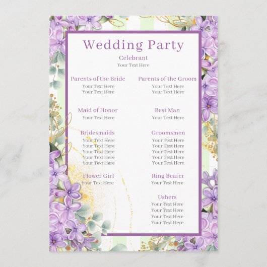 Paarse Lila huwelijksprogramma Programma (Achterkant)