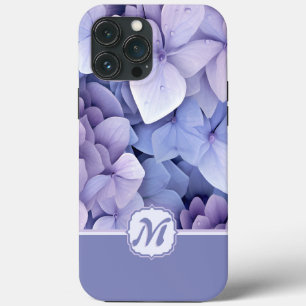 Paarse Lila  Hydrangea Monogram iPhone 13 Pro Max Hoesje