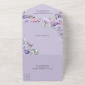 Paarse Lila Lavendel Floral Quinceanera Princess All In One Uitnodiging (Buitenkant)