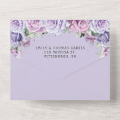 Paarse Lila Lavendel Floral Quinceanera Princess All In One Uitnodiging (Achterkant)