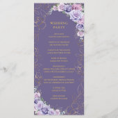 Paarse Lila Lavendel Line Art Floral Wedding Programma (Achterkant)