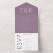 Paarse Lila moderne monogram - weduwschap All In One Uitnodiging (Binnen)