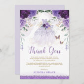 Paarse Lila Quinceañera Princess Dress Dank u Kaart (Voorkant / Achterkant)