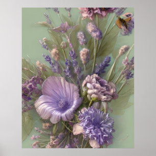 Paarse lila roze bos bloemen mooi poster