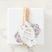 Paarse Lila Rozen Floral Quinceanera 15 Tweetalig Bedankjes Labels (In situ)