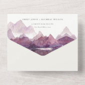 Paarse Lila Waterverf Bodemmeer All In One Uitnodiging (Achterkant)