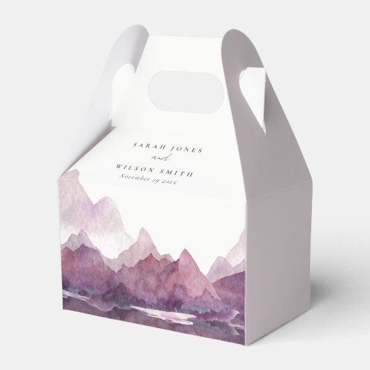 Paarse Lila Waterverf Bodemmeer Bedankdoosjes (Achterkant)