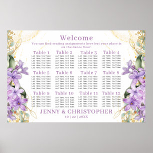 Paarse Lila Wedding Zitting Grafiek (12 Tafels) Poster