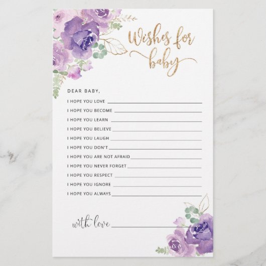 Paarse lila wensen voor baby (Voorkant)