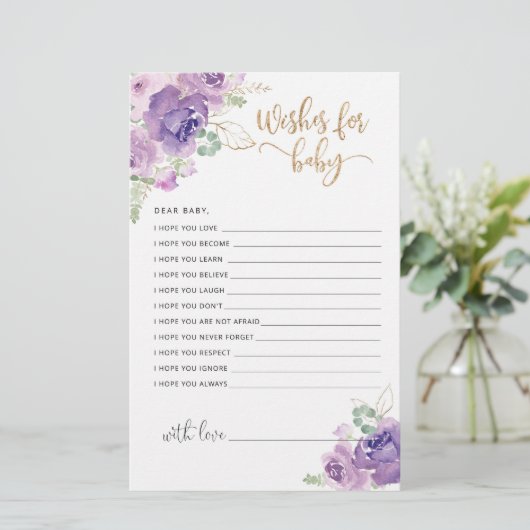 Paarse lila wensen voor baby (Staand voorkant)