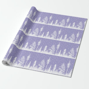 Paarse Lila witte besneeuwde winterbos Cadeaupapier
