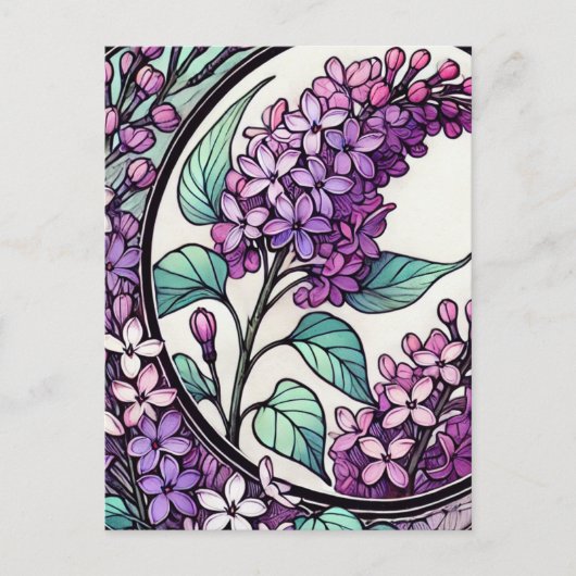 Paarse Lilacs Briefkaart (Voorkant)