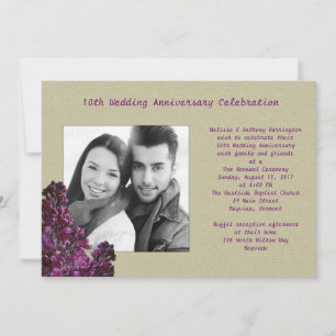 Paarse Lilacs en Burlap Photo Vow Renewal Invite Kaart