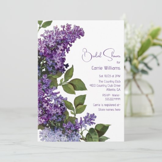 Paarse Lilacs-Vrijgezellenfeest Kaart (Staand voorkant)