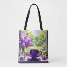  Paarse lila's en koffie