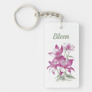 Paarse Lily Flowers gepersonaliseerd Sleutelhanger