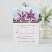 Paarse Lily RSVP-kaarten RSVP Kaartje (Staand voorkant)