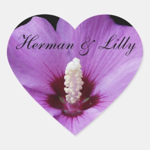 Paarse Lily Up Close Personalized Wedding Hart Sticker