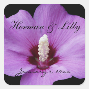 Paarse Lily Up Close Personalized Wedding Vierkante Sticker