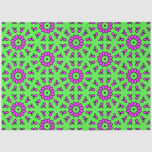  Paarse & limoengroene bloemendecoupage Tissuepapier