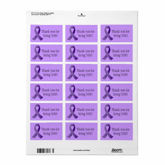 Paarse Lint DANK U labels (Full Sheet)