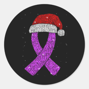 Paarse lint epilepsie kersthoed bewustzijn aanval ronde sticker