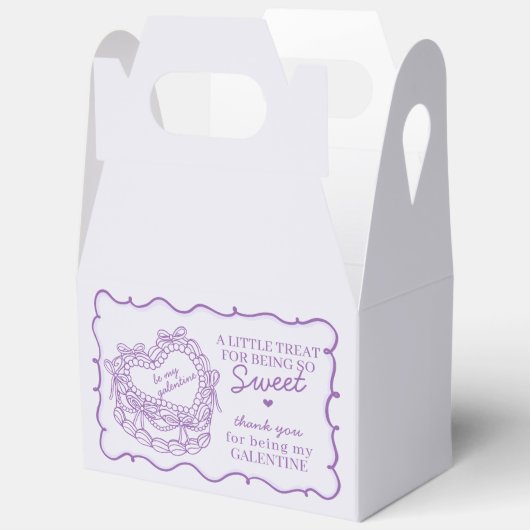 Paarse Lint Hart Coquette Cake Galentines Feestje Bedankdoosjes (Open)