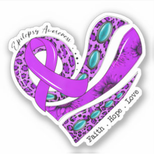 Paarse Lint Hart Epilepsie Bewustzijn Sticker