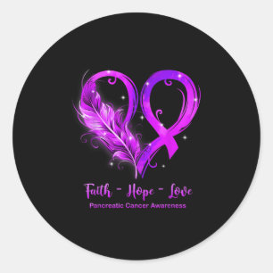 Paarse lint Hart Geloof Hoop Liefde Pancreas Kan Ronde Sticker