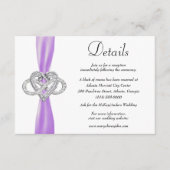 Paarse Lint Infinity Hart Bruiloft Details Informatiekaartje (Voorkant)