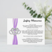 Paarse lint Infinity Heart Safety Measures Informatiekaartje (Staand voorkant)