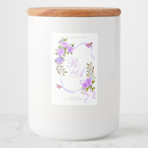 Paarse lint monogram bruiloft voedselcontainer etiket