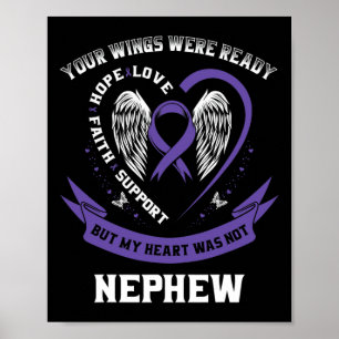 Paarse lint pancreaskankerbewustzijn neef H Poster
