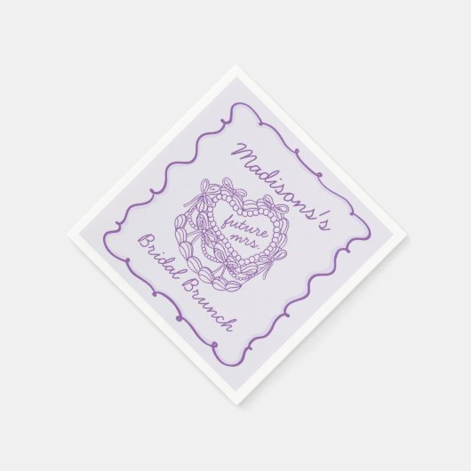 Paarse Lint Retro Hart Coquette Taart Bruids Brunc Servet (Hoek)