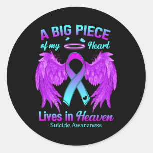 Paarse Lintengel Vleugel Suicide Awareness Memoria Ronde Sticker